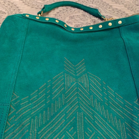 Cynthia Vincent Emerald Green Suede Boho Handbag - Picture 13 of 13